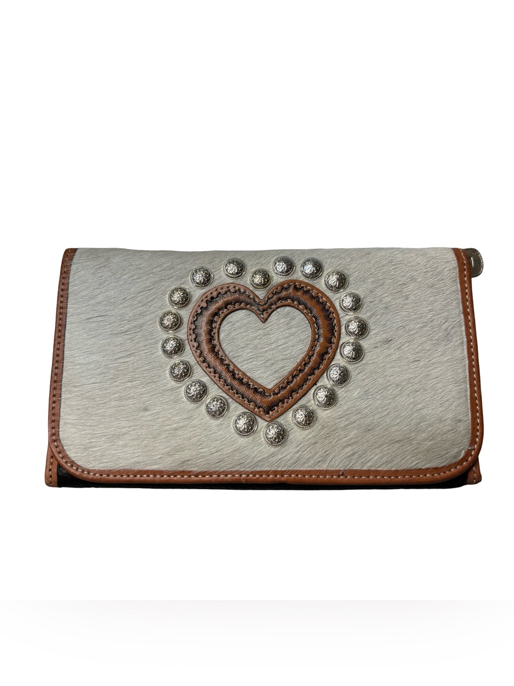 Montana Silversmiths Crossbody Black Leather Cow Hide Heart wallet/purse